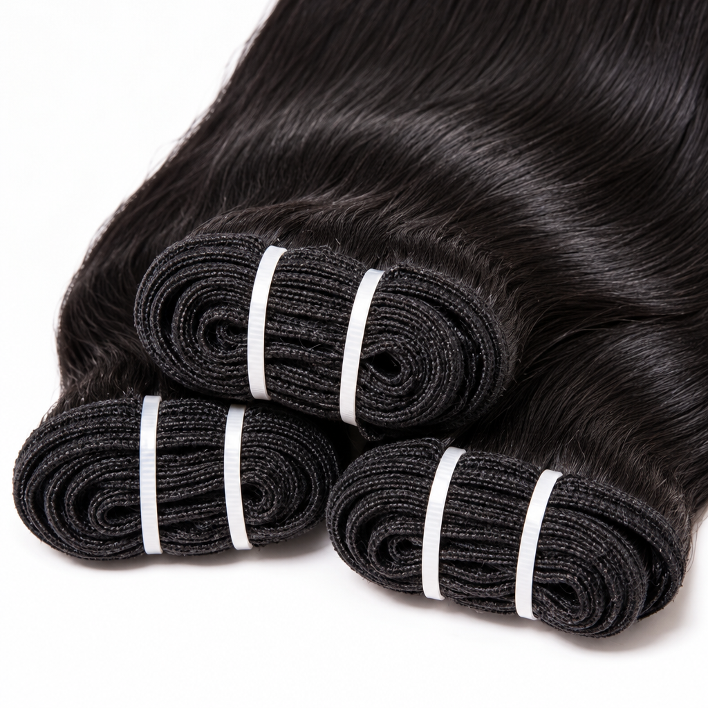 16A straight hair bundles weft texture close-up