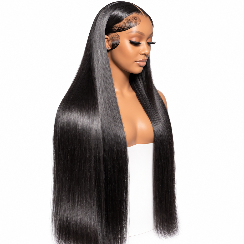 Bone straight 5x5 HD frontal wig side view