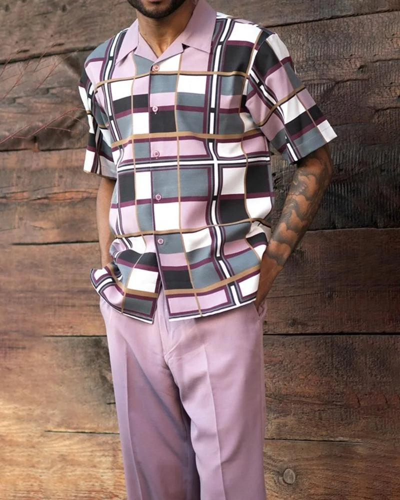 Men's Printed Shirt and Trousers Two-Piece Harajuku Set
