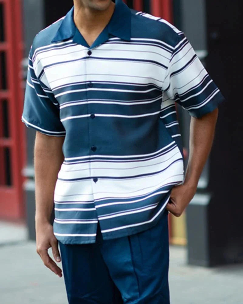 Men's Printed Shirt and Trousers Two-Piece Harajuku Set