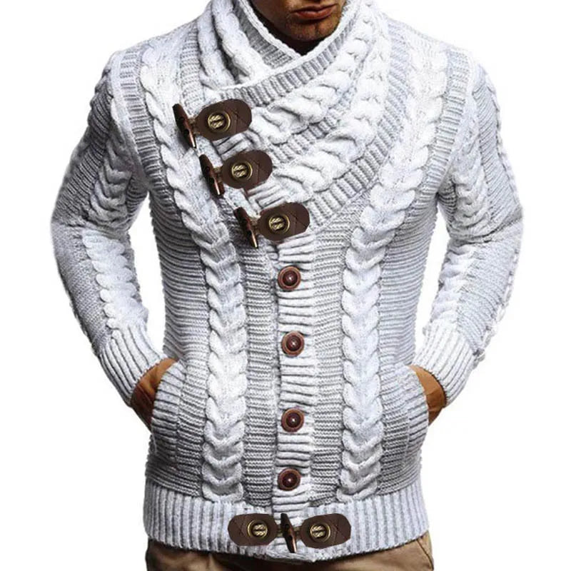 Men's Turtleneck Slim Knit Cardigan Sweater