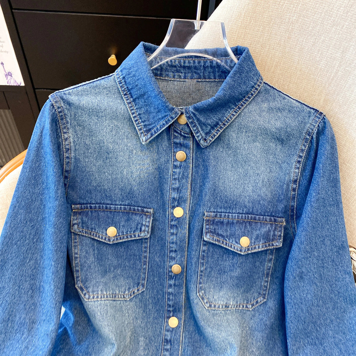 Women's Retro Loose Casual Denim Shirt