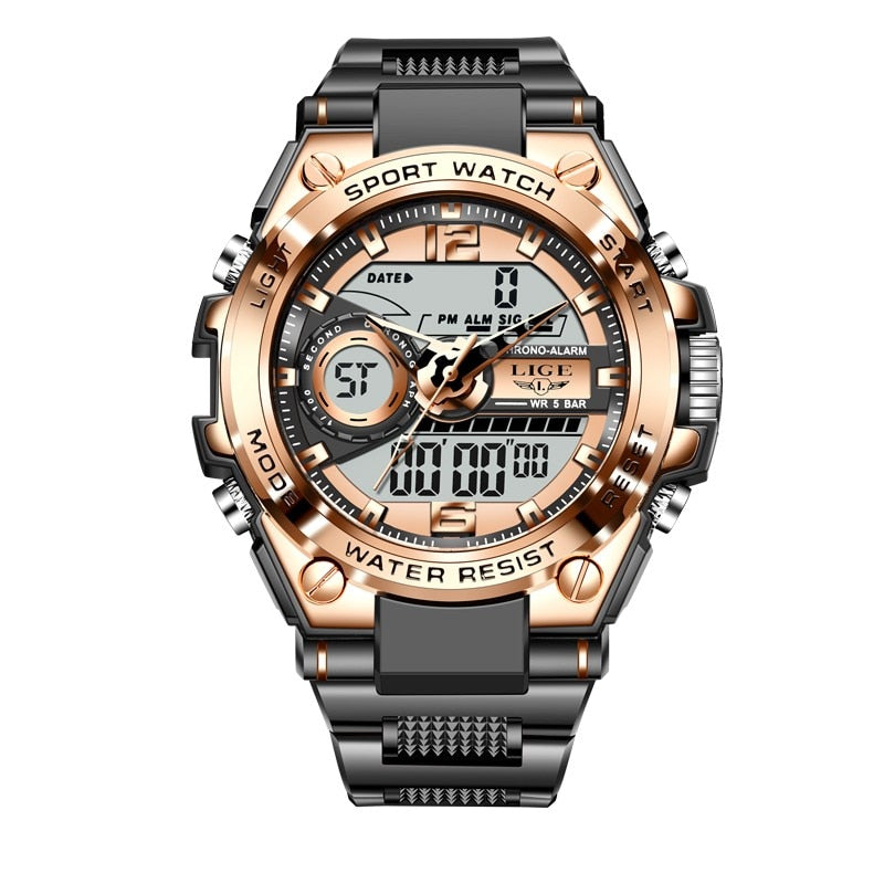 Men's Digital Military LED Quartz Watch, Splash-Resistant