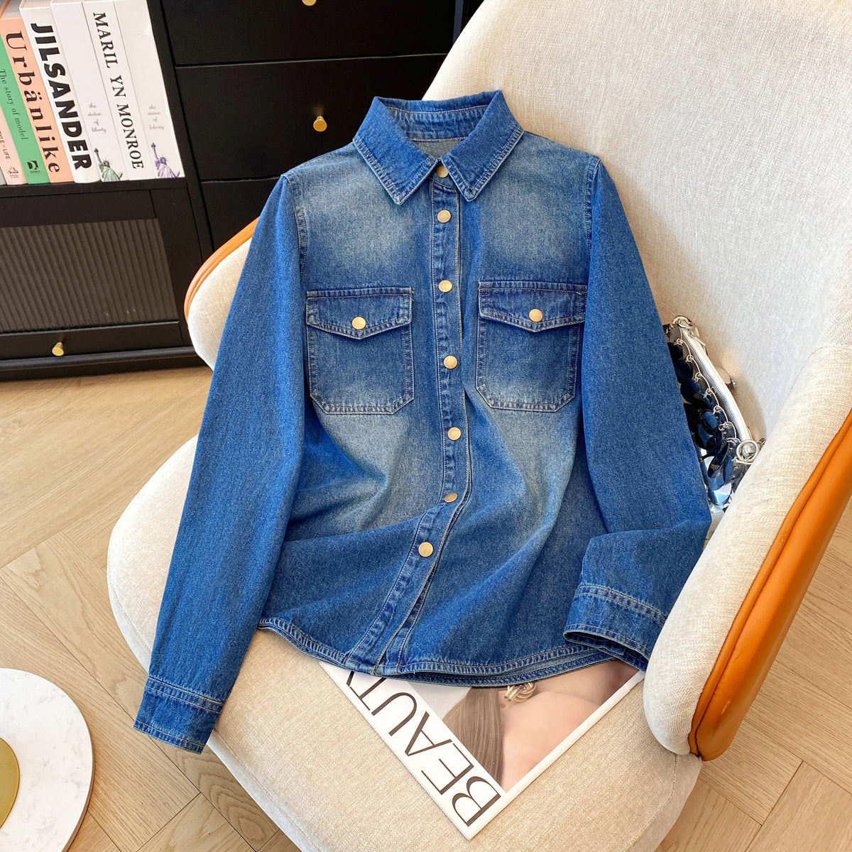 Women's Retro Loose Casual Denim Shirt