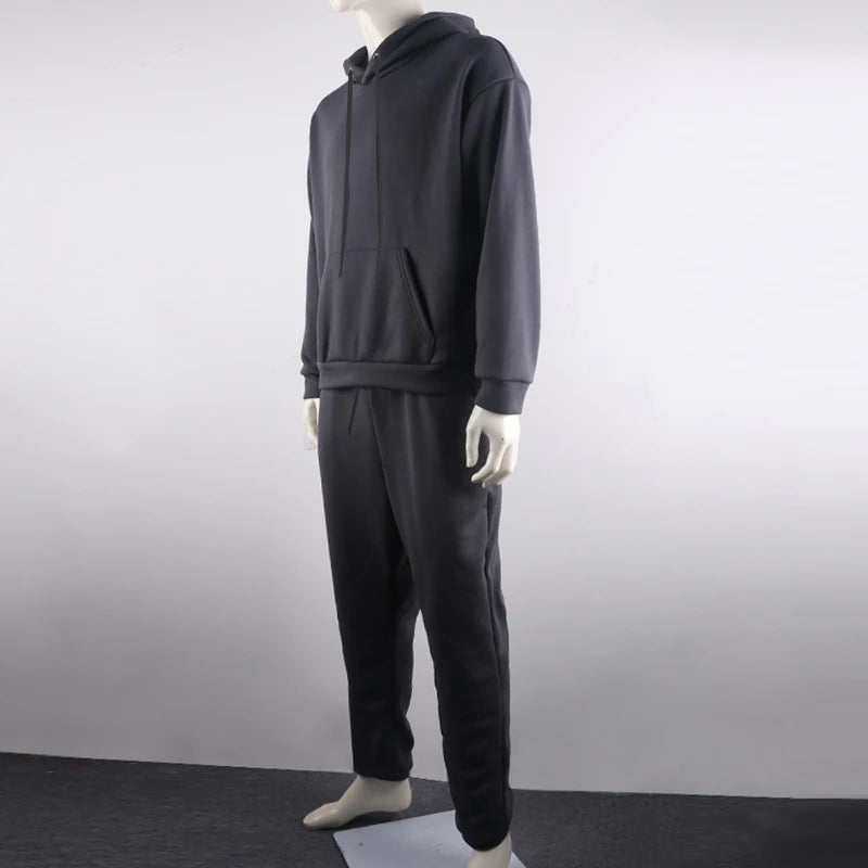 Men's Solid Neon Green Two-Piece Tracksuit Set