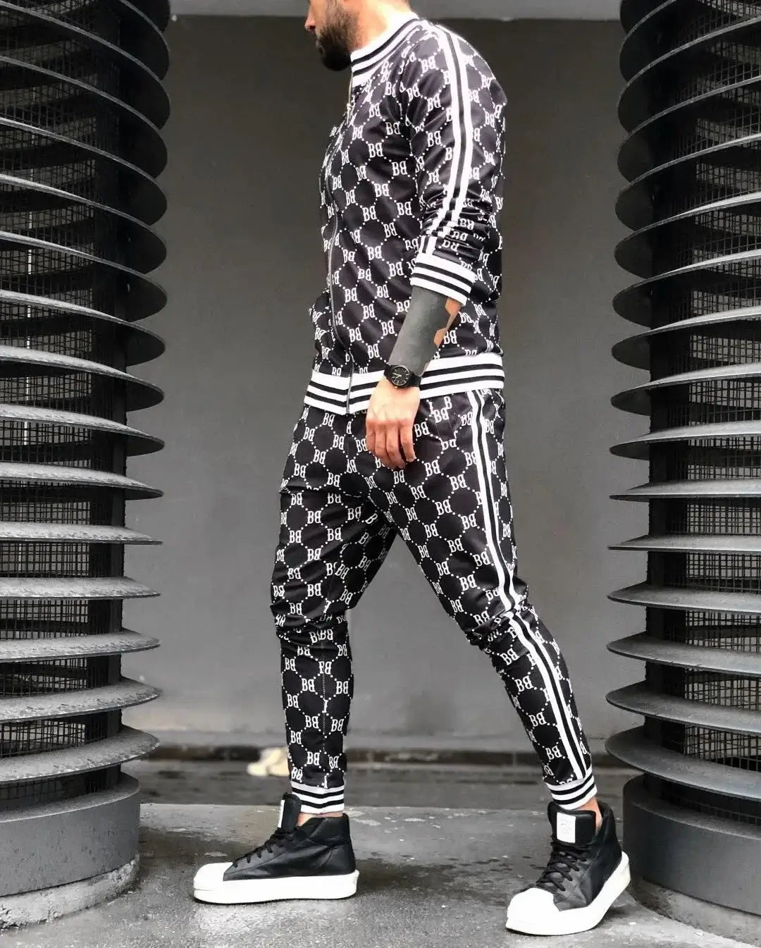 Mens Tracksuits Colorful Plaid Casual Zipper Hoodie Set 3D Print Set New Autumn Male Sweatshirt Clothes For Men
