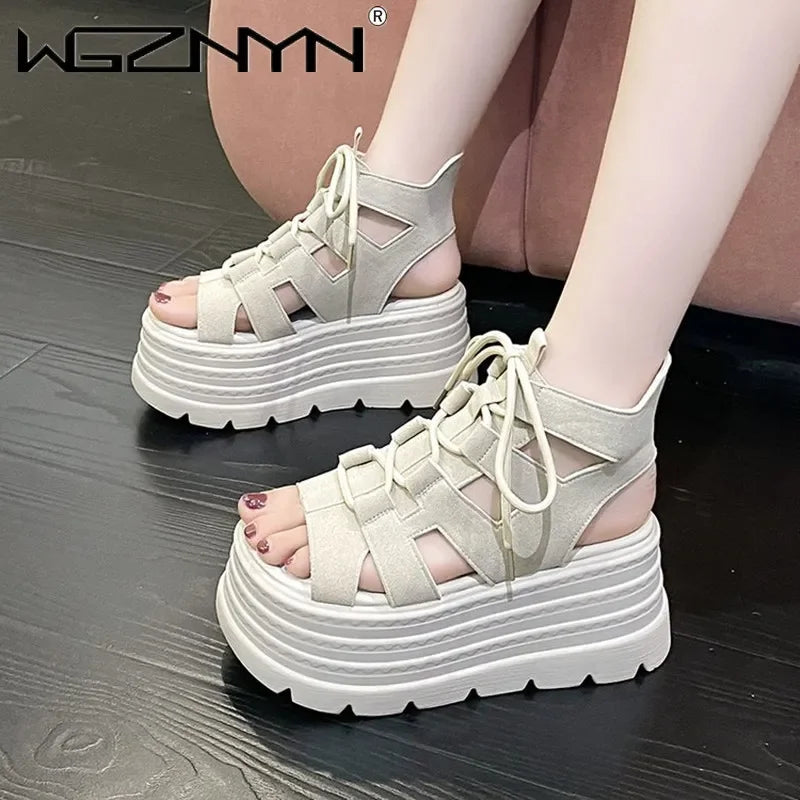 Women's 8CM Wedge Heel Beach Flip Flop Platform Summer Sandals