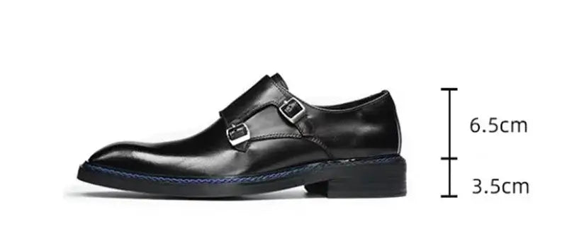 Men's Cowhide Square Toe Double Monk Strap Dress Shoes