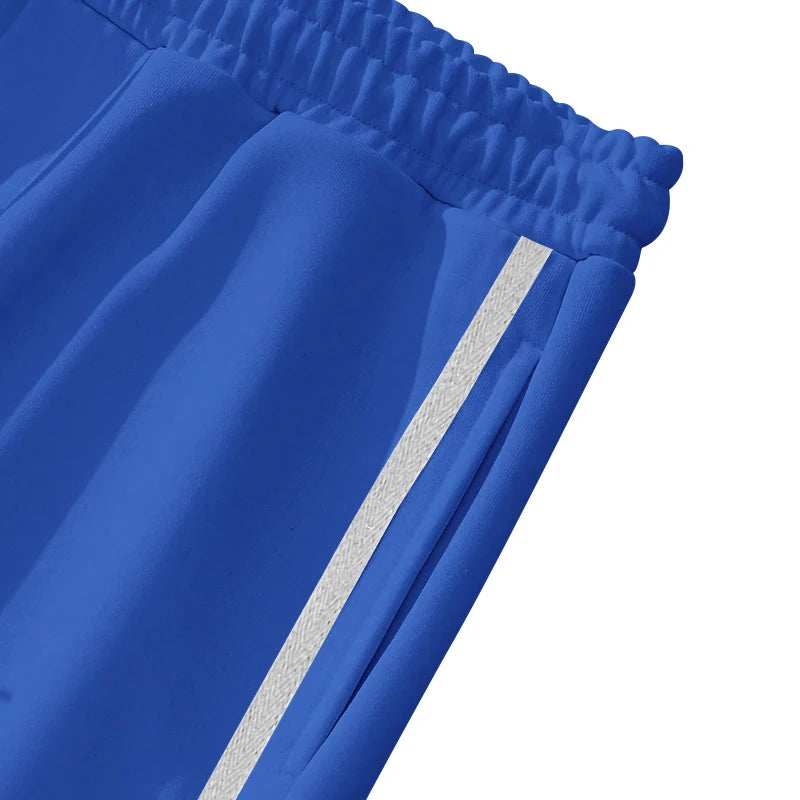 Men's Loose Solid Patchwork Side Button Straight Trousers