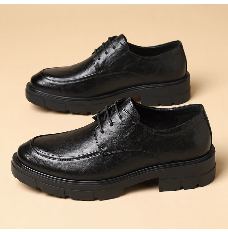 Men's Genuine Leather Elevator Dress Shoes 5/8/10CM Taller