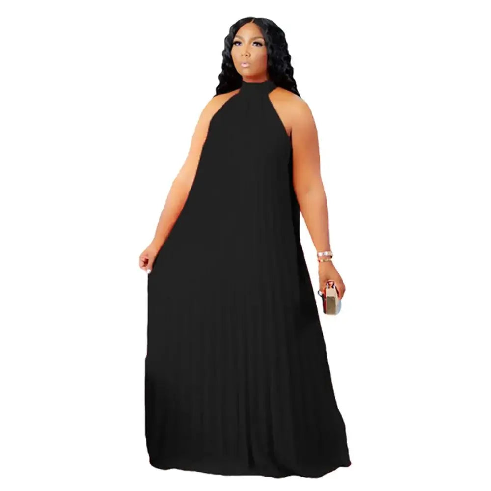 Women's Plus-Size Halter Hollow Split A-Line Bandage Maxi Dress