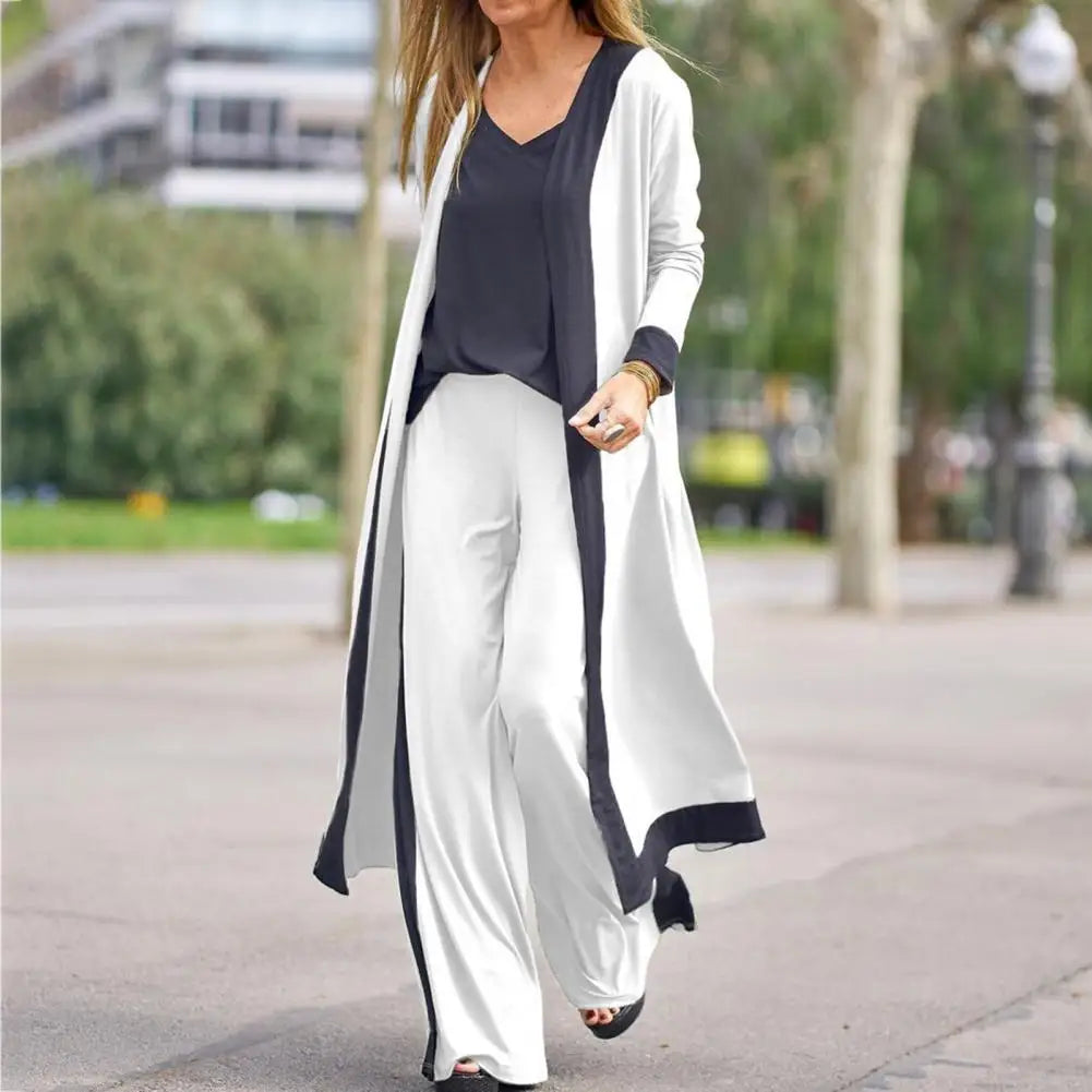 Women's 3-Piece Fall Spaghetti Strap Cardigan Vest Coat Pants Set