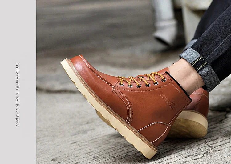 Men's Hidden Heel Elevator Leather Height Boots 6-10CM