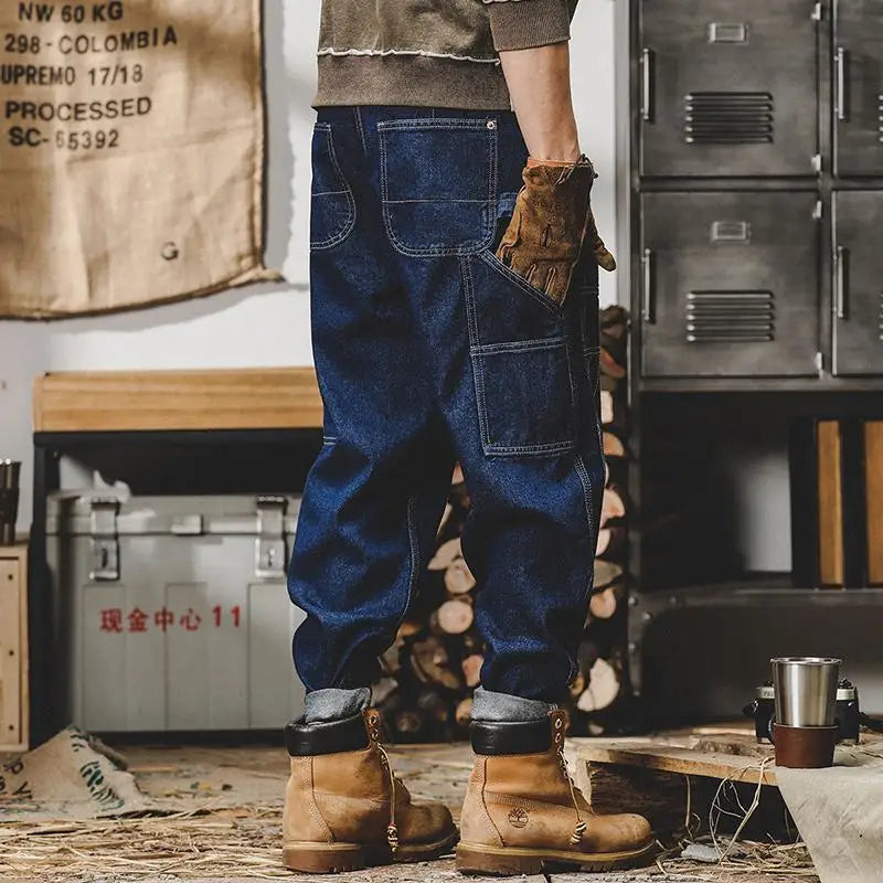 Men's Plus Size Cargo Pocket Cowboy Work Jeans