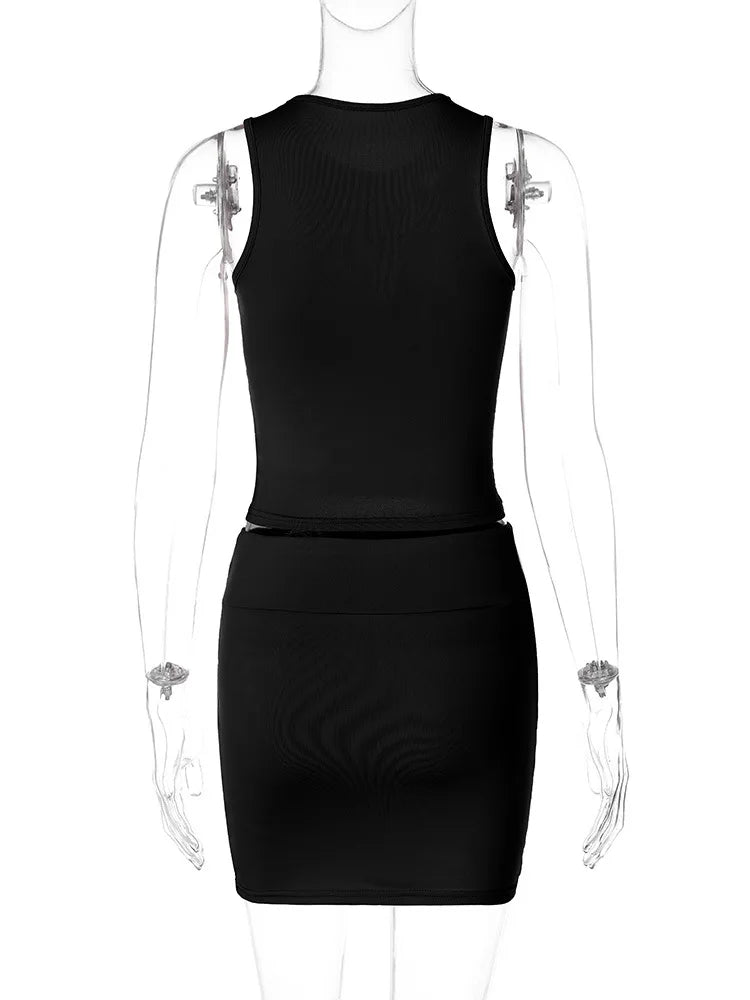 Women's Autumn Tank Top and Mini Skirt Two-Piece Set