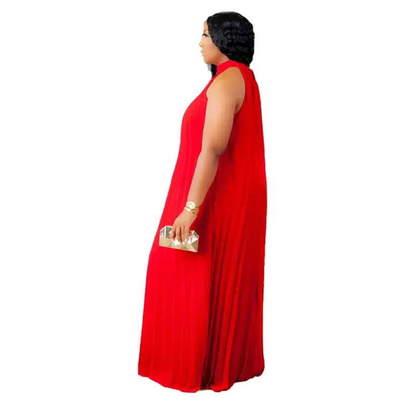 Women's Plus-Size Halter Hollow Split A-Line Bandage Maxi Dress