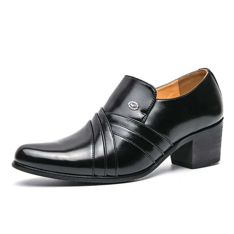 Men's Pointed Leather Height-Increase Business Dress Shoes