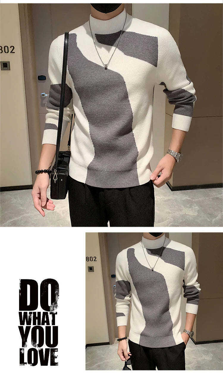 Men's Half Turtleneck Slim Knit Pullover