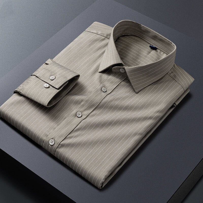 Men's Striped Long Sleeve Business Casual Dress Shirt