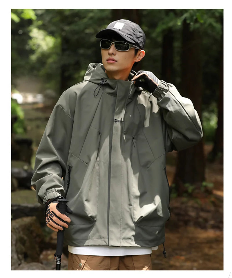 Men's Waterproof Hooded Hiking Bomber Windbreaker
