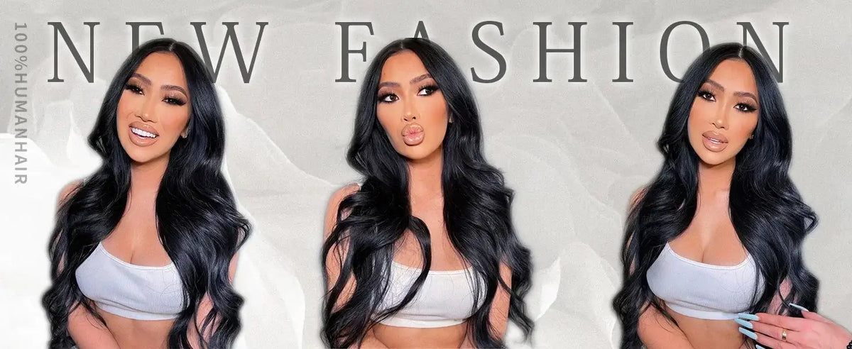 New fashion showcasing 100% human hair with body wave texture for stylish looks.