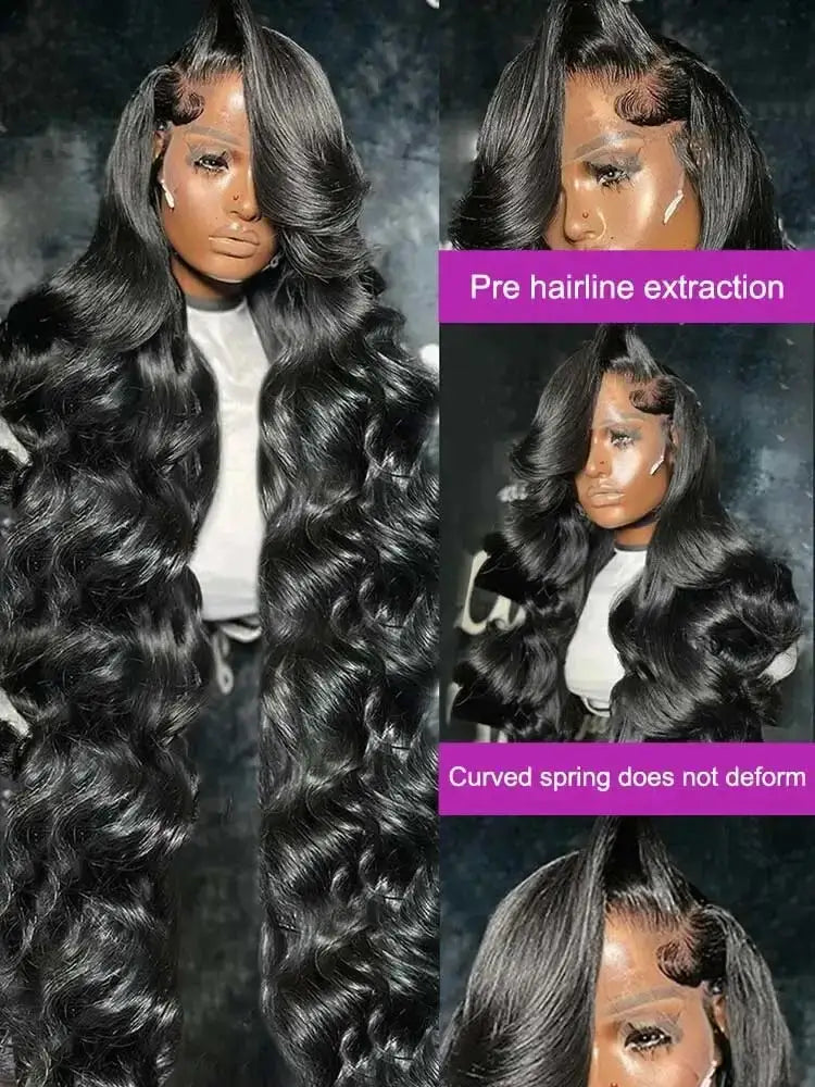 Raw Indian Body Wave 250% Density 40 42 inch 13x6 HD Lace Front Human Hair Wigs 13x4 Frontal Wigs Women Glueless Closure Wigs.