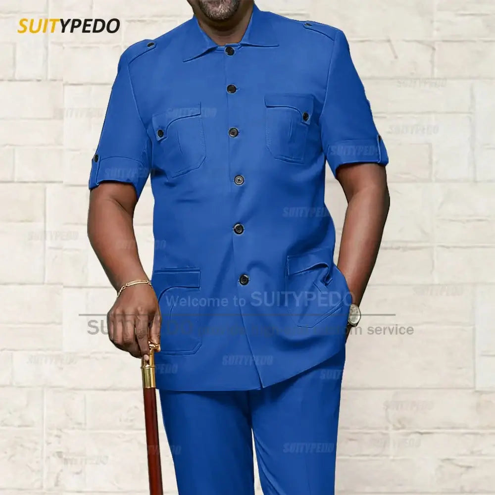 Men's African Style Slim Fit Blazer and Pants Suit