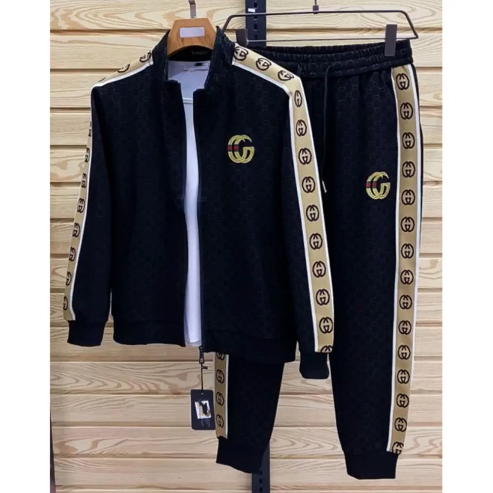 Men's Stand-Collar Cardigan Jacket and Pants Two-Piece Set
