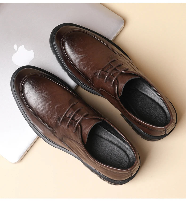 Men's Genuine Leather Elevator Dress Shoes 5/8/10CM Taller