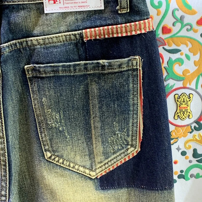 Men's Retro Loose Stitch Wide-Leg Baggy Jeans