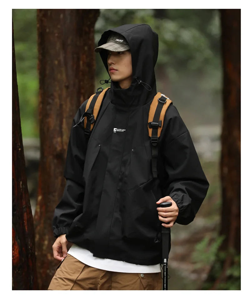 Men's Waterproof Hooded Hiking Bomber Windbreaker