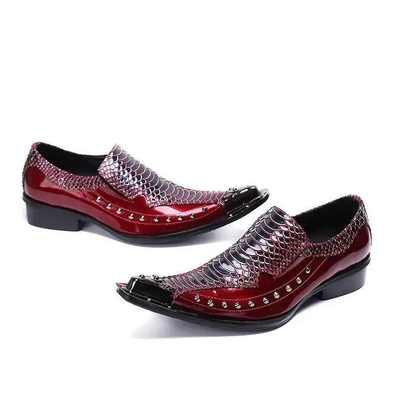 Men's Pointed Metal Toe Leather Dress Shoes