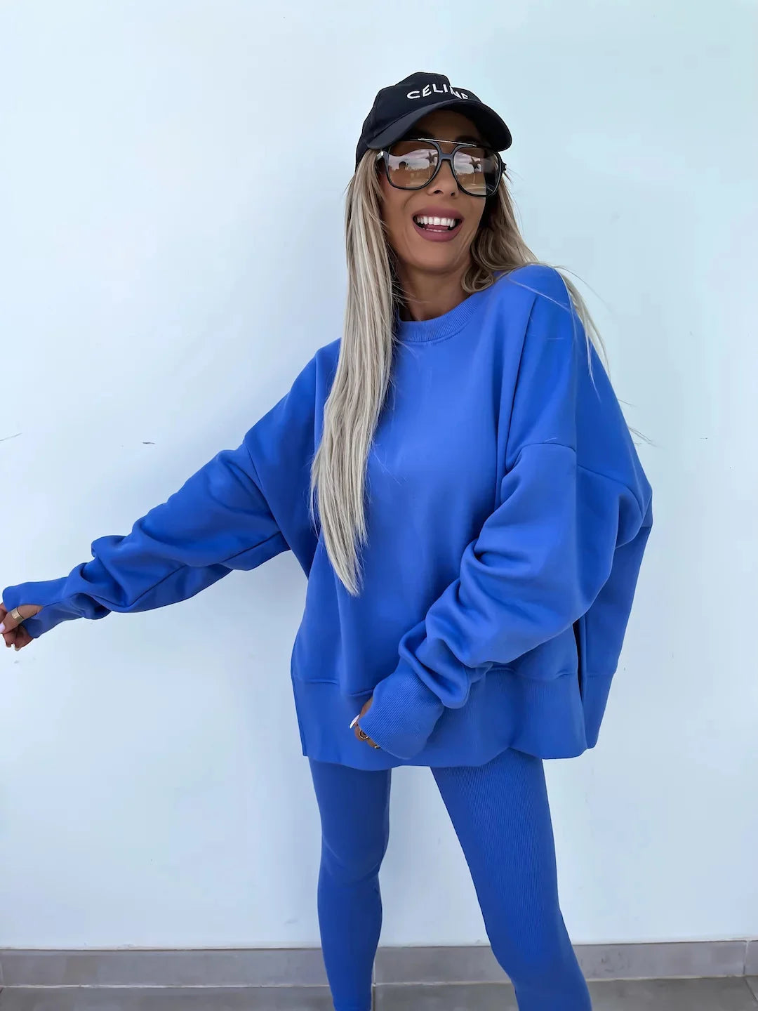 Women's Loose Shirt and Tight Pants Two-Piece Set