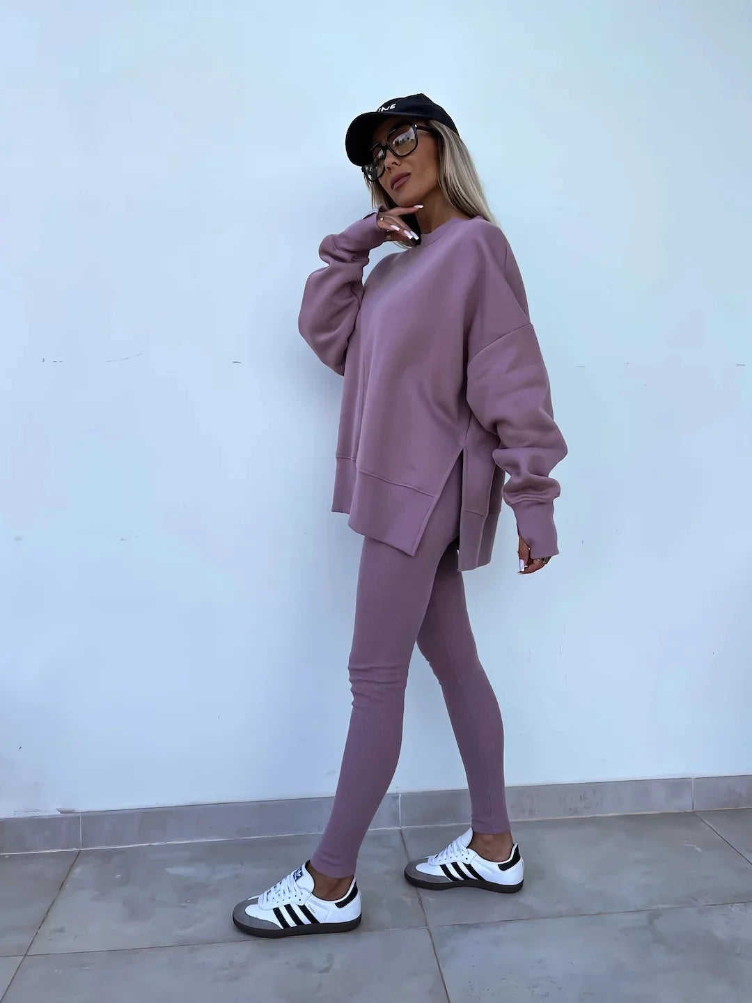 Women's Loose Shirt and Tight Pants Two-Piece Set