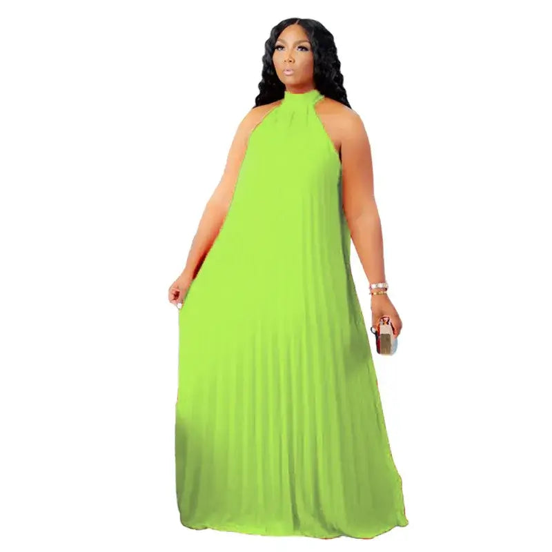 Women's Plus-Size Halter Hollow Split A-Line Bandage Maxi Dress