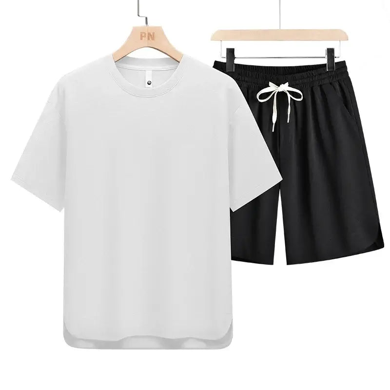 Men's Plus-Size Quick-Dry Short-Sleeve T-Shirt and Shorts Set, 6XL-8XL
