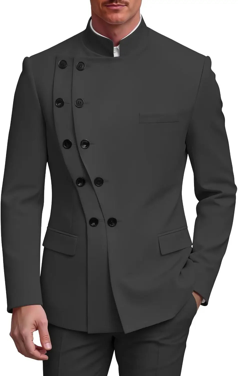 Men's Slim Fit Stand Collar Wedding Tuxedo Set