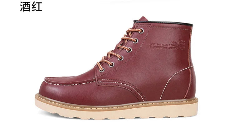 Men's Hidden Heel Elevator Leather Height Boots 6-10CM