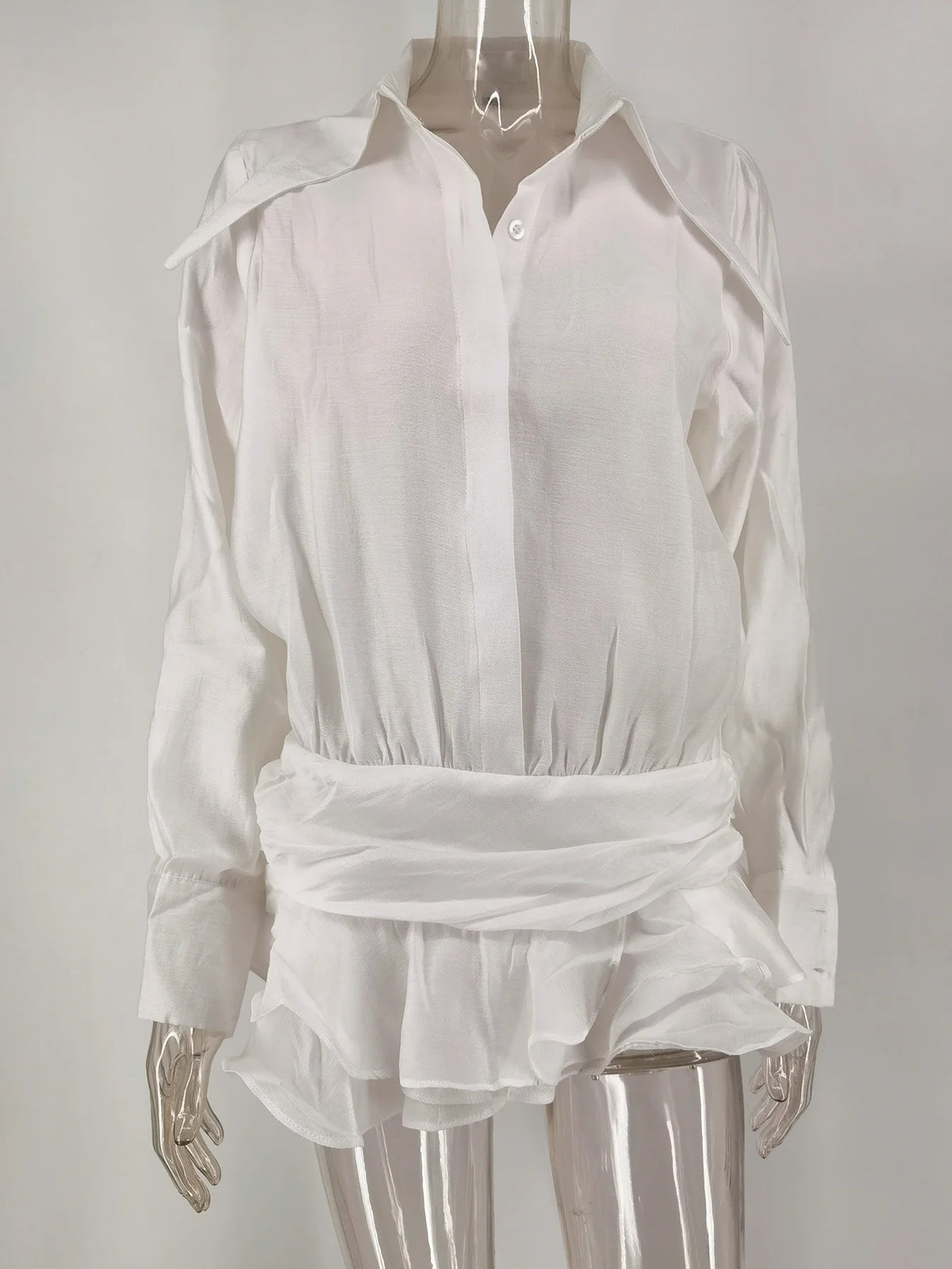 Sexy See through chiffon White summer dress women elegant party Shirt dress new birthday evening midi short dresses vestido