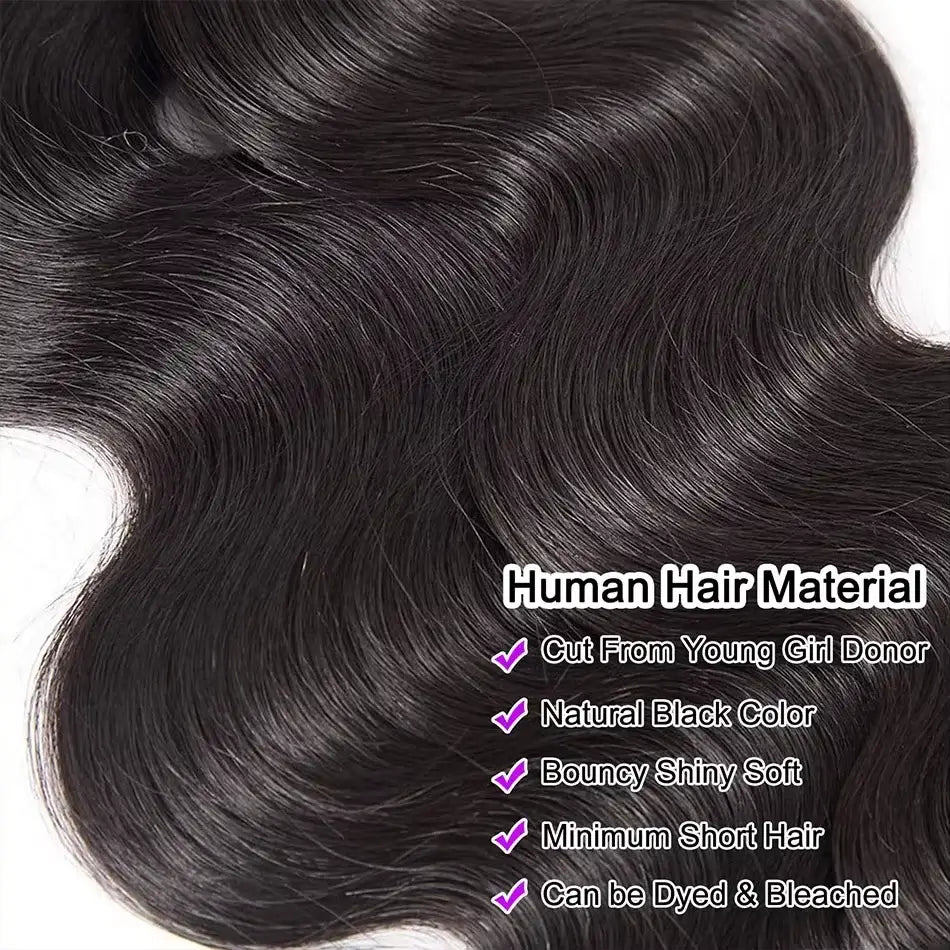 28 30 Inch Body Wave 100% Human Hair Bundles 16A Raw Virgin Brazilian Hair Weaving Bundle Unprocessed Remy Hair Extensions 1 3 4 Pcs Natural Black Color Pure Weave Bundles