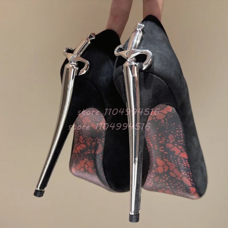 Women's Pointed-Toe Stiletto Pumps, Metal Decor Party Heels