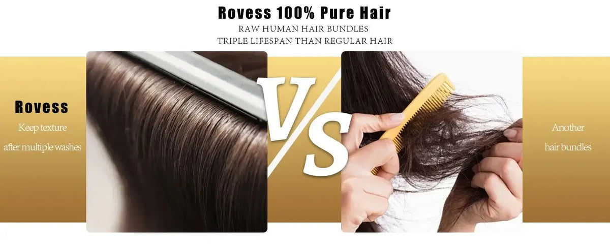 Rovess 100% Pure Hair vs Regular Hair: Comparison of Raw Human Hair Bundles With Triple Lifespan.