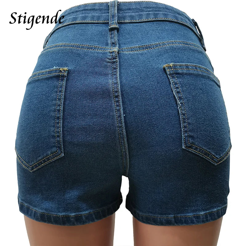 Women's Rhinestone Cut-Out Sequin Slim Denim Shorts