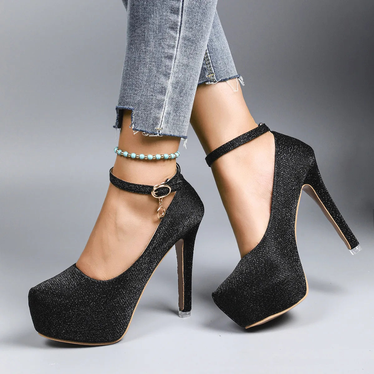 Women's Thin Heel Platform Buckle Strap High Heels