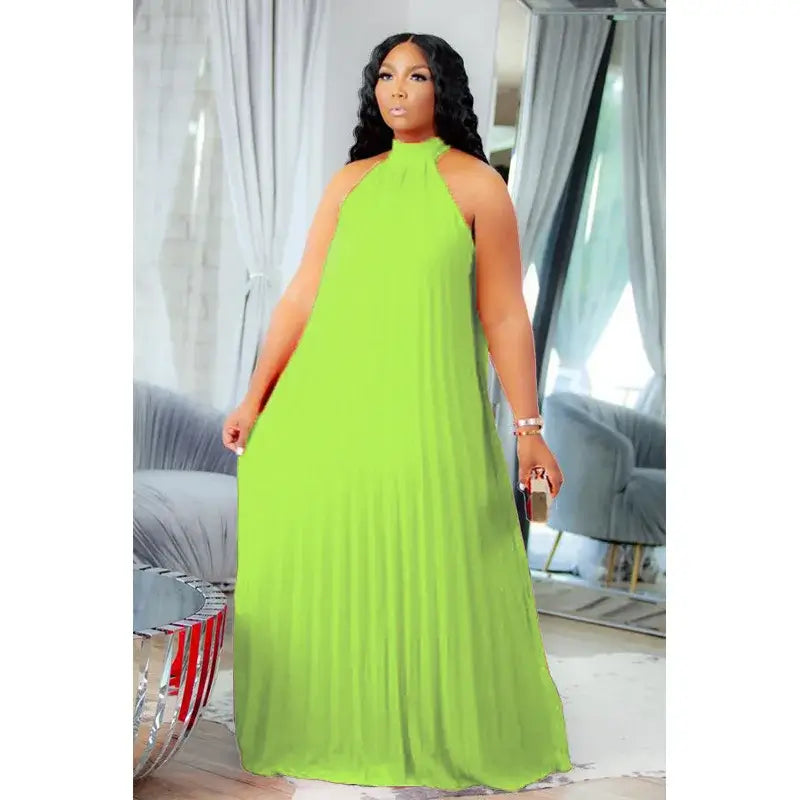 Women's Plus-Size Halter Hollow Split A-Line Bandage Maxi Dress