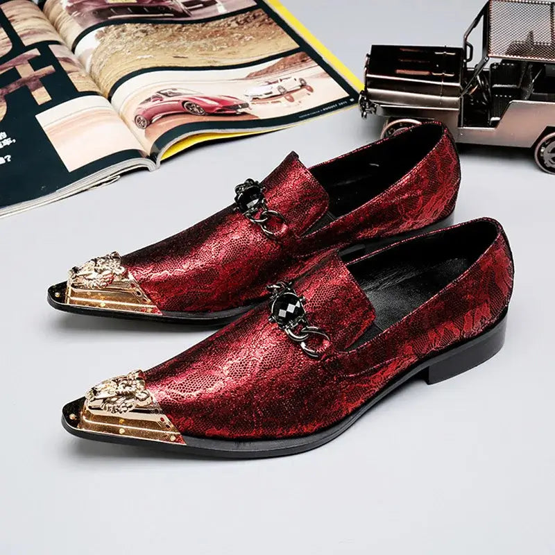 Men's Pointed Metal Toe Party Dress Shoes