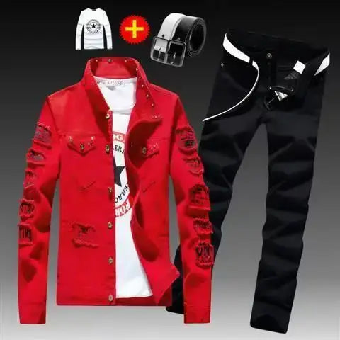 Men's Slim Denim Jacket and Jeans Two-Piece Set