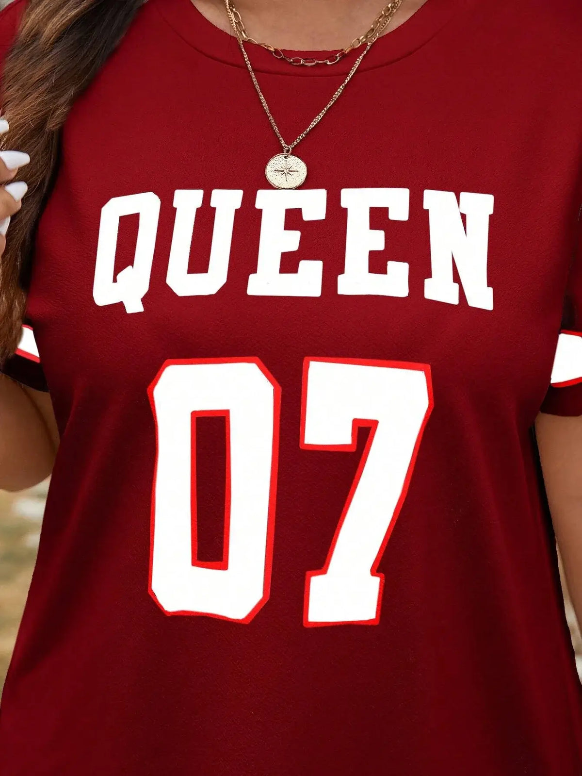 Women's Plus Size Letter Print Sporty Jersey Tennis Dress