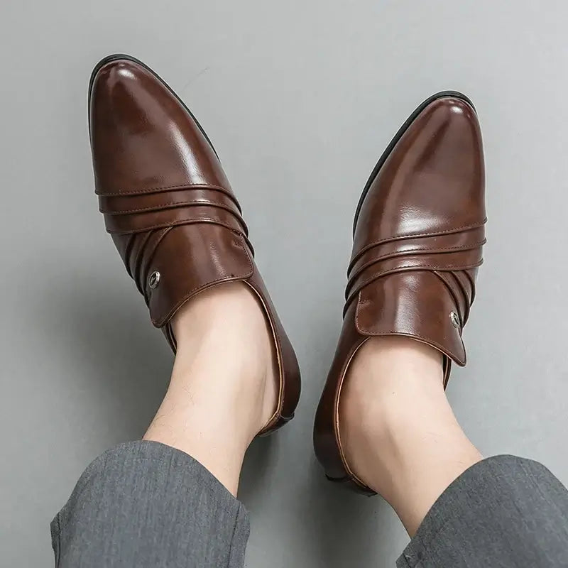 Men's Pointed Leather Height-Increase Business Dress Shoes