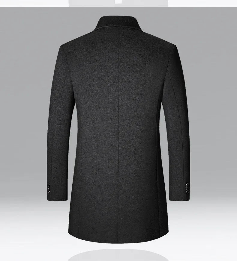 Men's Wool Turn-Down Collar Long Winter Coat
